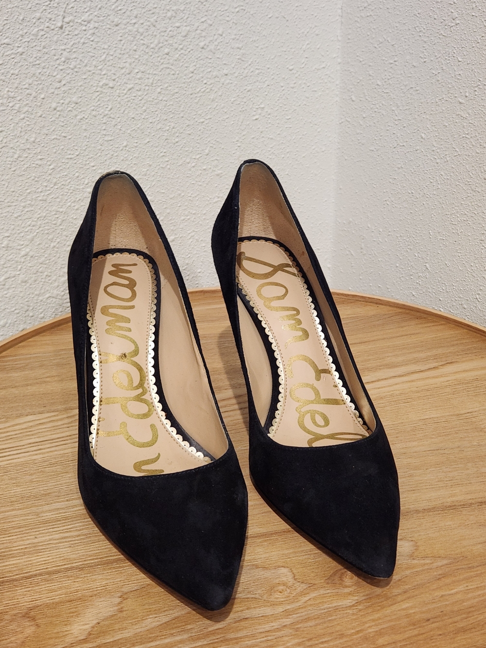 Sam Edelman Black Suede Pointed Toe Pumps - Picture 2 of 9